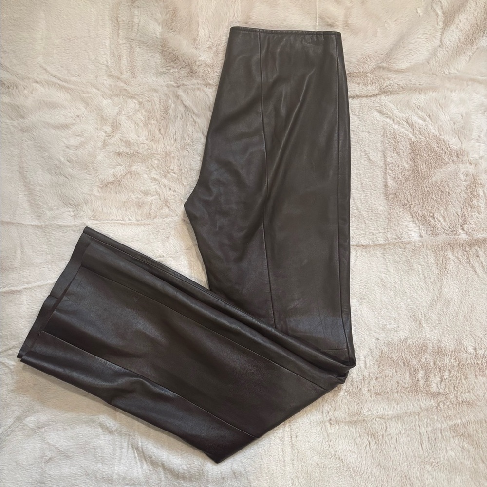 Cache Chocolate Lambskin Leather Pants